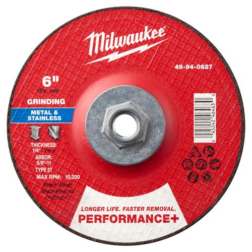 Main product image of 6" x 1/4" x 5/8"-11 Performance & Metal Grinding Wheel - Type 27