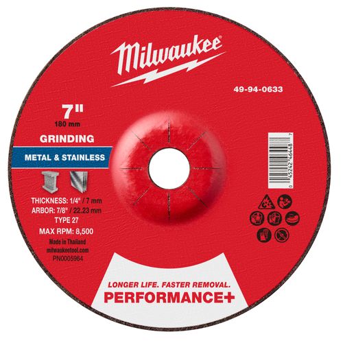 Main product image of 7" x 1/4" x 7/8" Performance & Metal Grinding Wheel - Type 27