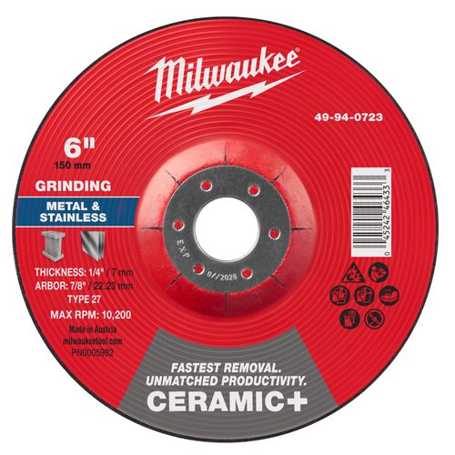 Main product image of 6" x 1/4" x 7/8" Ceramic & Metal Grinding Wheel - Type 27