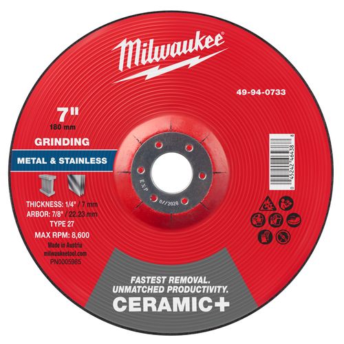 Main product image of 7" x 1/4" x 7/8" Ceramic & Metal Grinding Wheel - Type 27