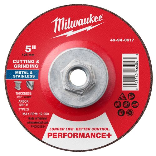 Main product image of 5" x 1/8" x 5/8"-11 Performance & Dual Metal Cut & Grind Wheel - Type 27