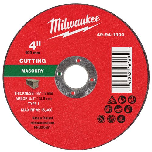 Main product image of 4" x 1/8" x 5/8" Masonry Cut Off Wheel - Type 1