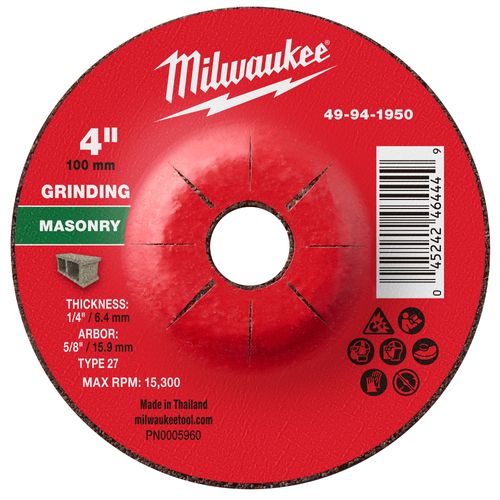 Main product image of 4" x 1/4" x 5/8" Masonry Grinding  Wheel - Type 27