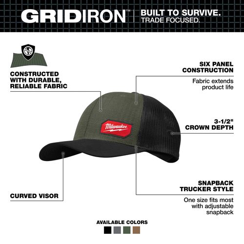 Main product image of GRIDIRON Snapback Trucker Hat (Green), 505E