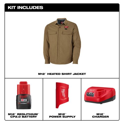 Main product image of M12 Heated Shirt Jacket, Khaki (3XL), M103K-213X