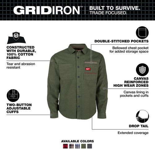 Main product image of GRIDIRON Flannel Shirt, Green (L), M552E-L