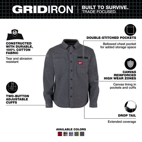 Main product image of GRIDIRON Flannel Shirt, Gray (S), M552G-S