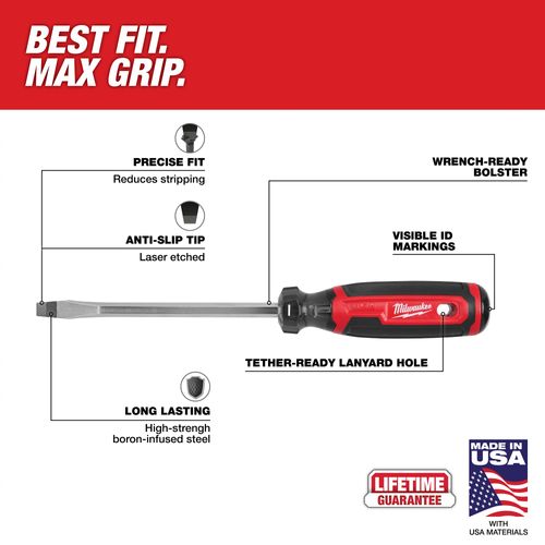 Main product image of 5/16" Slotted 6" Cushion Grip Screwdriver (Made in USA), MT207H
