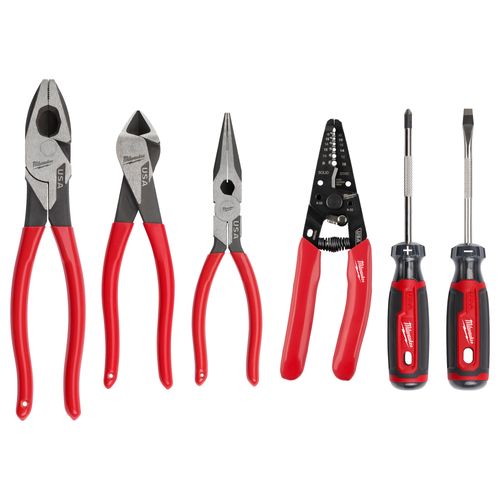 Main product image of 6 Piece Dipped Grip Cutting Pliers, Wire Stripper & Cushion Grip Screwdriver Set (Made in USA), MT500-6