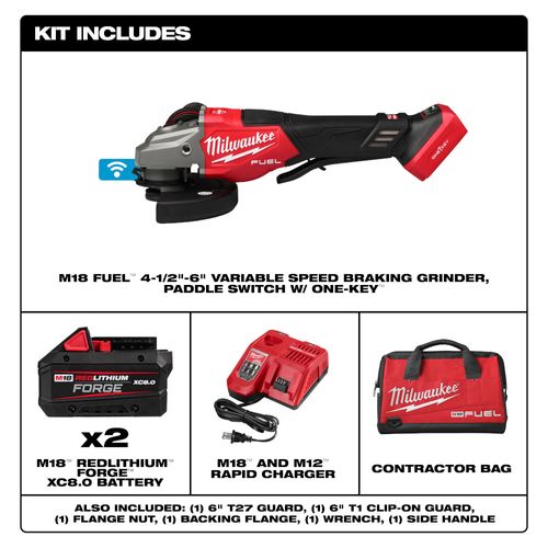 Main product image of M18 FUEL 4-1/2"-6" Variable Speed Braking Grinder w/ Paddle Switch & ONE-KEY Kit