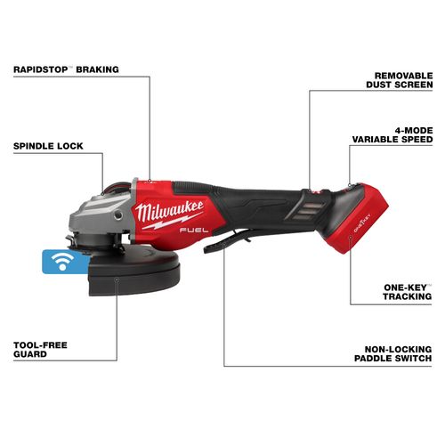 Main product image of M18 FUEL 4-1/2"-7" Variable Speed Braking Grinder w/ Paddle Switch & ONE-KEY