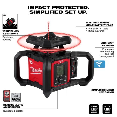 Main product image of M18 Dual Slope Rotary Laser Level Kit w/ Receiver & Remote