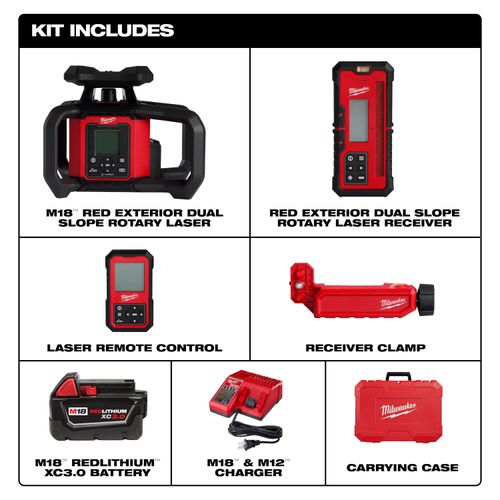 Main product image of M18 Dual Slope Rotary Laser Level Kit w/ Receiver & Remote