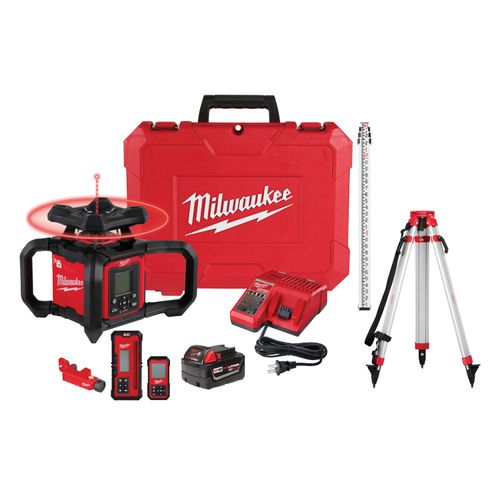 Main product image of M18 Dual Slope Rotary Laser Level Kit w/ Receiver, Remote, Grade Rod & Tripod