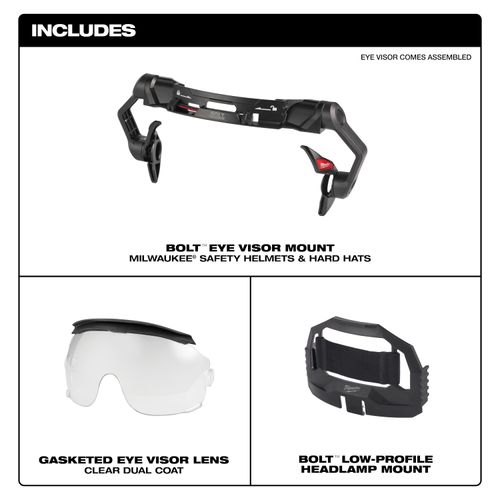Main product image of BOLT Gasketed Eye Visor - Clear Dual Coat Lens (Compatible with Milwaukee BOLT Safety Helmets & BOLT Hard Hats)
