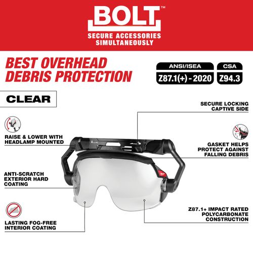 Main product image of BOLT Gasketed Eye Visor - Clear Dual Coat Lens (Compatible with Milwaukee BOLT Safety Helmets & BOLT Hard Hats)