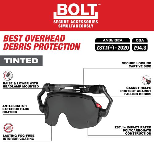 Main product image of BOLT Gasketed Eye Visor - Tinted Dual Coat Lens (Compatible with Milwaukee BOLT Safety Helmets & BOLT Hard Hats)