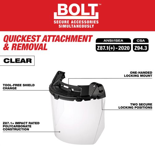 Main product image of BOLT Task Full Face Shield - Clear Uncoated Lens (Compatible with BOLT Safety Helmets & Hard Hats)