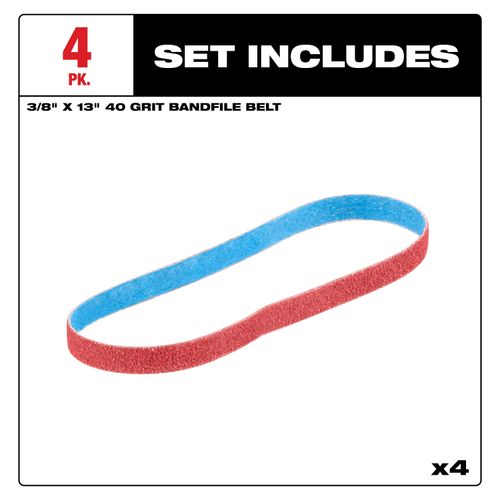 Main product image of 3/8" x 13" 40 Grit Bandfile Belts (4 Pack)