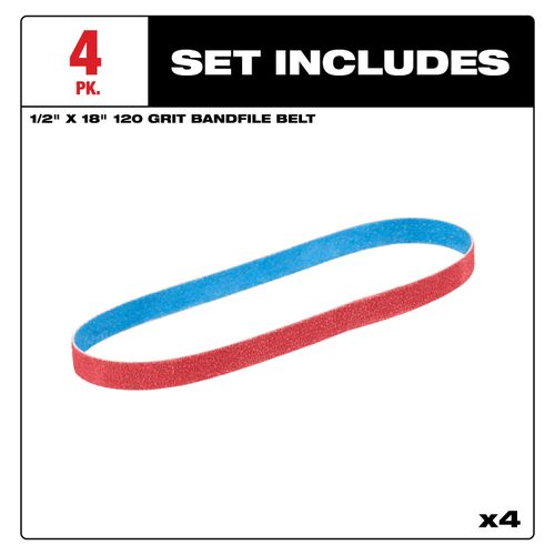 Main product image of 1/2" x 18" 120 Grit Bandfile Belts (4 Pack)