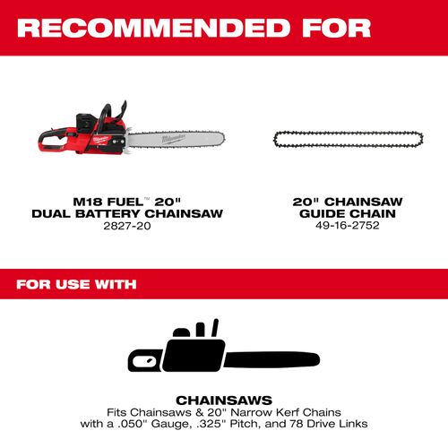 Main product image of 20" .325" Pitch, .050" Gauge Chainsaw Guide Bar