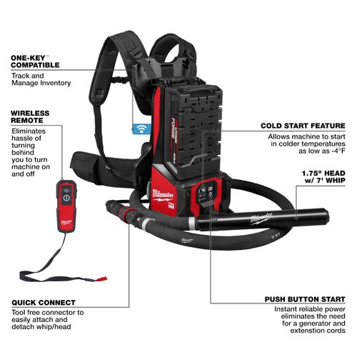 Main product image of MX FUEL High Cycle Backpack Concrete Vibrator Kit (7' Whip / 1.75" Head)