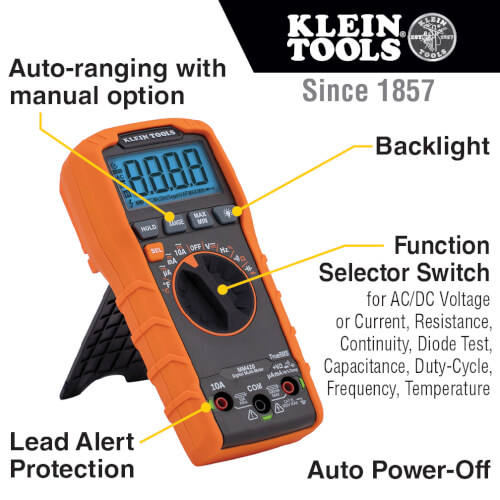 Main product image of Digital Multimeter, TRMS Auto-Ranging, 600V, Temp