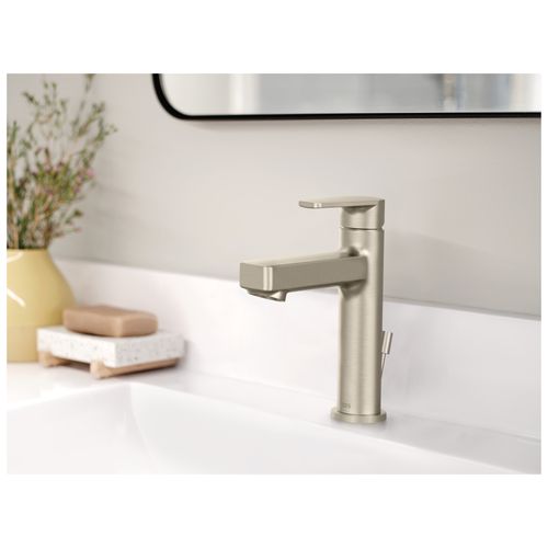 Main product image of Slate Brushed Nickel Single Hole Single-handle Bathroom Faucet w/ Metal/plastic Drain Assembly, 40051BN