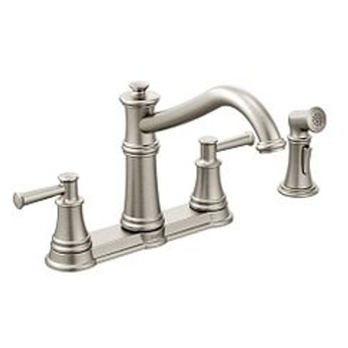 Main product image of Belfield Spot Resist Stainless 2 Handle Kitchen Faucet, w/ Side Spray, 7255SRS