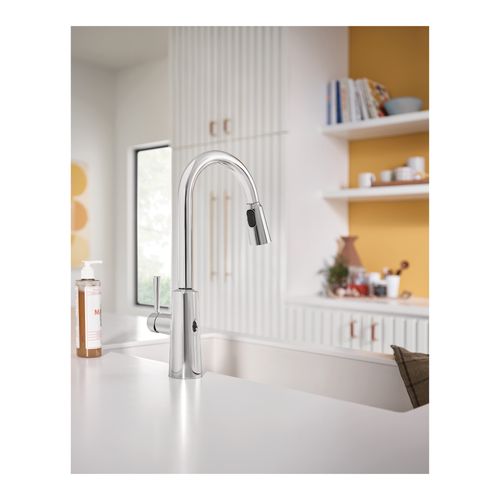 Main product image of Riley Chrome 1 Handle High Arc Pulldown Kitchen Faucet, Motionsense Wave, 7402EW