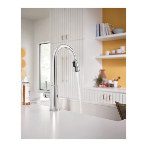 Main product image of Riley Chrome 1 Handle High Arc Pulldown Kitchen Faucet, Motionsense Wave, 7402EW