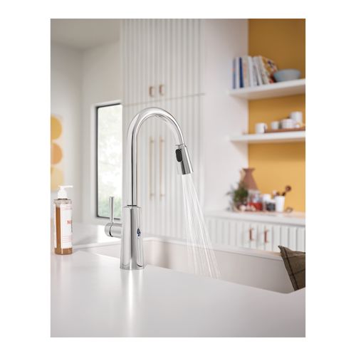 Main product image of Riley Chrome 1 Handle High Arc Pulldown Kitchen Faucet, Motionsense Wave, 7402EW