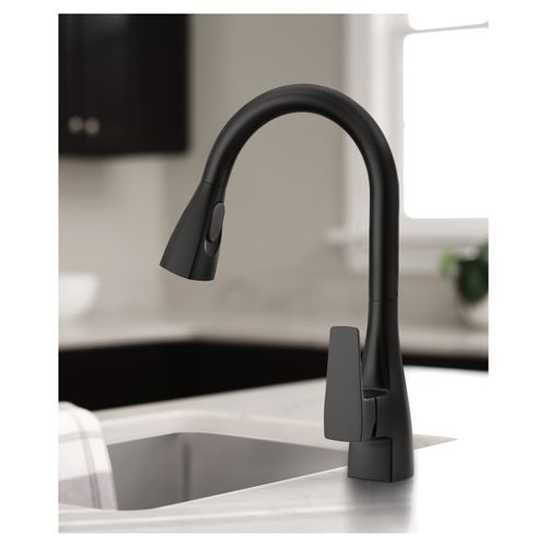 Main product image of Slate Matte Black 1 Handle High Arc Pulldown Kitchen Faucet, 76162BL
