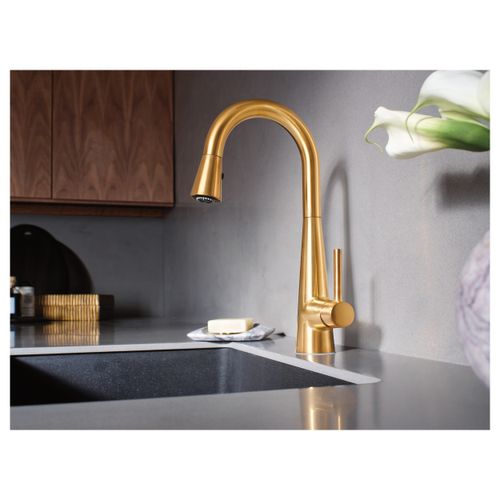 Main product image of Sleek Brushed Gold 1 Handle Pulldown Bar Faucet, 7664BG
