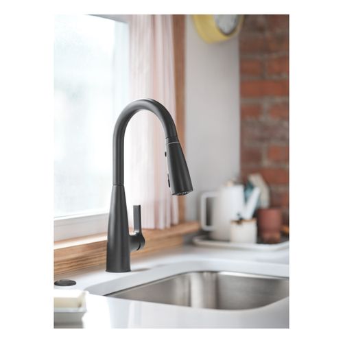 Main product image of Haelyn Matte Black 1 Handle High Arc Pulldown Kitchen Faucet, w/ Colorcue, 87627EIBL