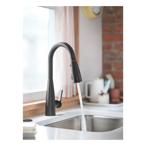 Main product image of Haelyn Matte Black 1 Handle High Arc Pulldown Kitchen Faucet, w/ Colorcue, 87627EIBL