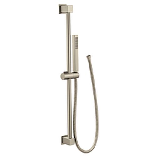 Main product image of Brushed Nickel Eco-performance Square 1" Diameter Handheld Shower w/ 30" Slide Bar, S3880EPBN