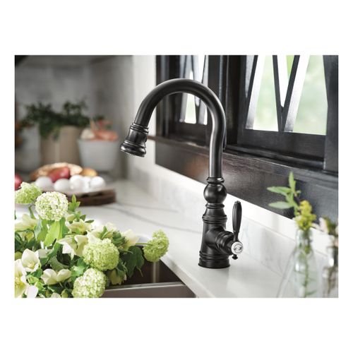 Main product image of Weymouth Matte Black 1 Handle Pulldown Bar Faucet, S53004BL