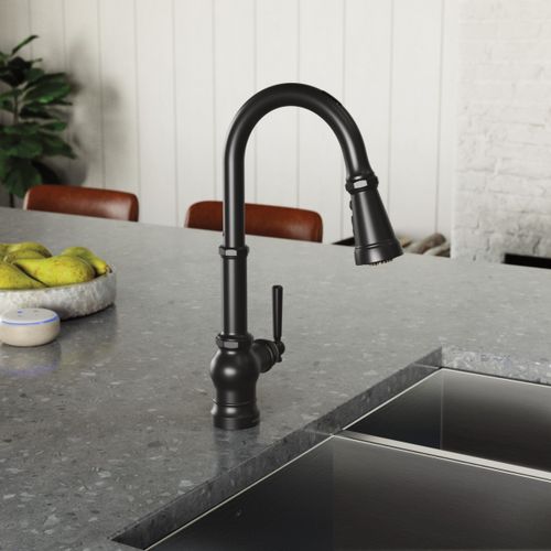 Main product image of Weymouth Matte Black 1 Handle Pulldown Kitchen Faucet, Voice Control And Motionsense, S73004ev2bl, S73004EV2BL