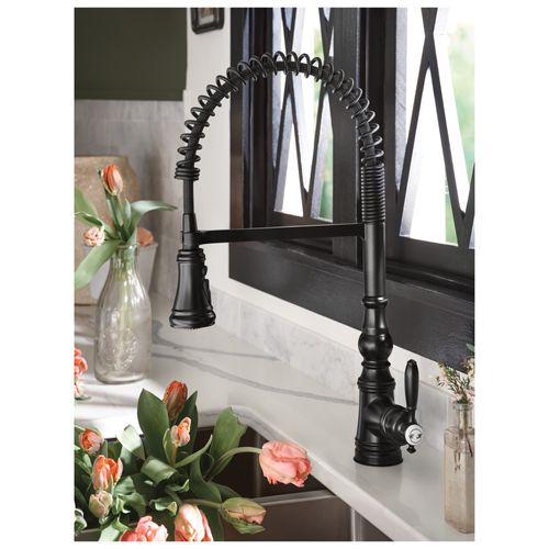 Main product image of Weymouth Matte Black Pre-rinse Spring 1 Handle Pulldown Kitchen Faucet, S73104BL