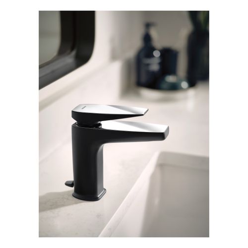 Main product image of Via Matte Black/chrome 1 Handle Bathroom Faucet, S8000BLC