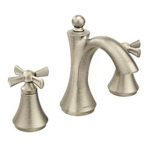 Main product image of Wynford Brushed Nickel 2 Handle Bathroom Faucet, Widespread, Cross Handle, T4524BN