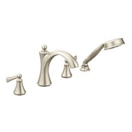 Main product image of Wynford Brushed Nickel 2 Handle Roman Tub Faucet Includes Hand Shower, T654BN