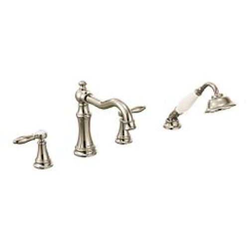 Main product image of Weymouth Polished Nickel 2 Handle Roman Tub Faucet Includes Hand Shower, TS21104NL