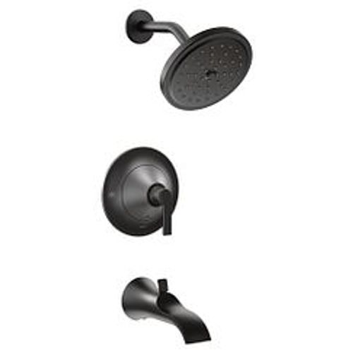Main product image of Doux Matte Black Posi-temp Tub And Rainshower Trim, 2.5 Gpm, TS2203BL
