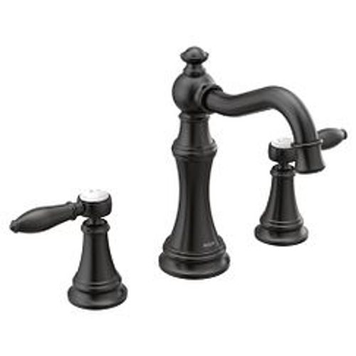 Main product image of Weymouth Matte Black 2 Handle Bathroom Faucet Lever Handles, Widespread, TS42108BL