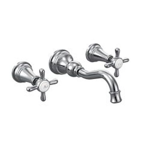 Main product image of Weymouth Chrome 2 Handle Wall Mount Bathroom Faucet, TS42112