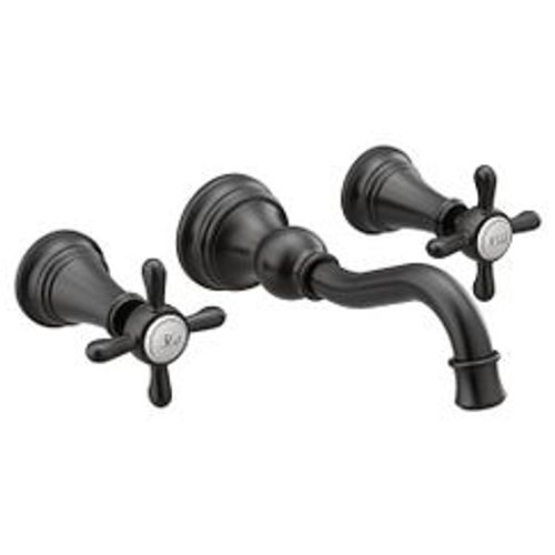 Main product image of Weymouth Matte Black 2 Handle Wall Mount Bathroom Faucet, TS42112BL