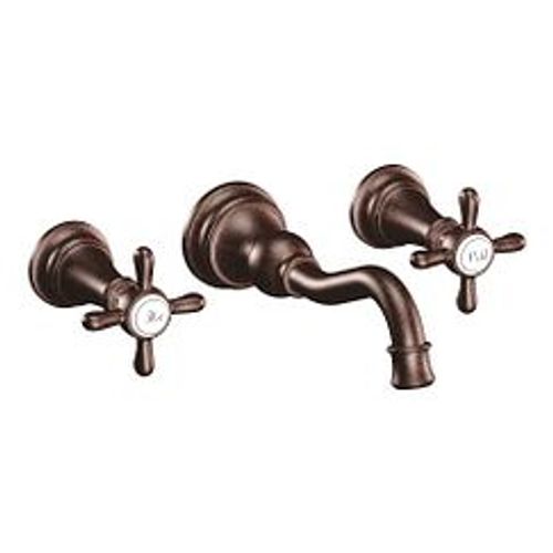 Main product image of Weymouth Oil Rubbed Bronze 2 Handle Wall Mount Bathroom Faucet, Cross Handles, TS42112ORB