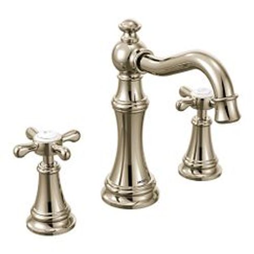 Main product image of Weymouth Polished Nickel 2 Handle Bathroom Faucet, Cross Handles, Widespread, TS42114NL